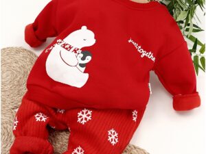 Set Iarna urs-pinguin model rosu