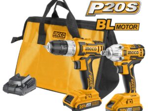 Set Masina de insurubat bormasina + pistol impact 20V 1/2 cu 2 Acumulatori Ingco CKLI2007
