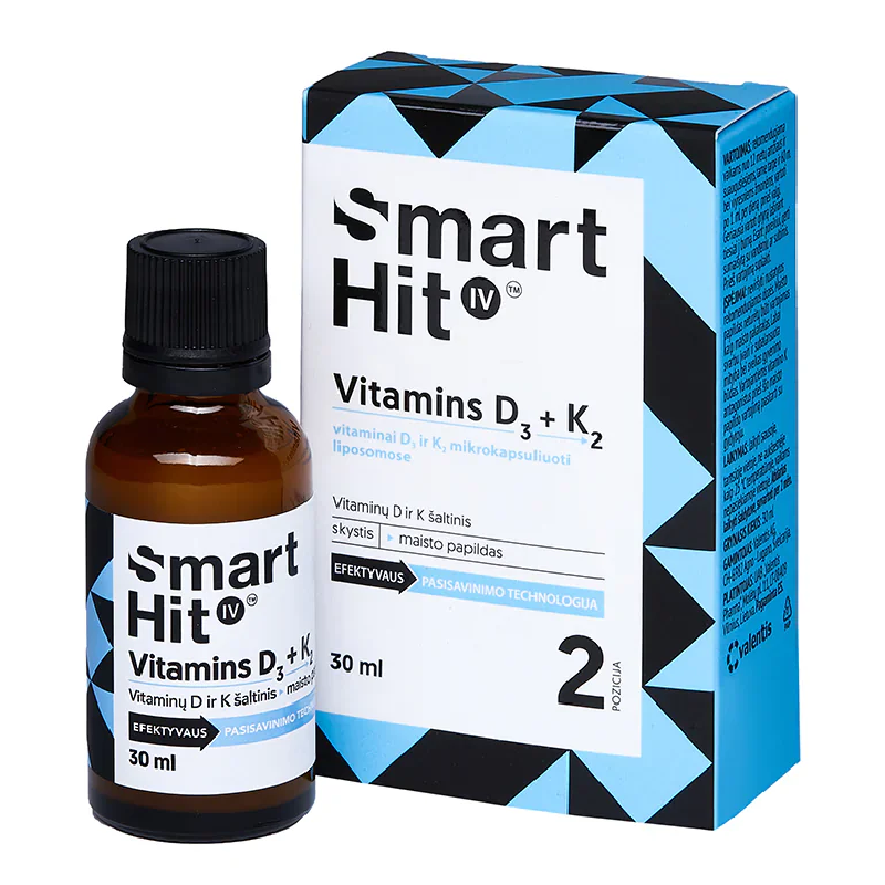 Reducere 30% - SmartHit IV Vitamina D3+K2, 30 ml, Valentis 1 SmartHit IV Vitamina D3+K2