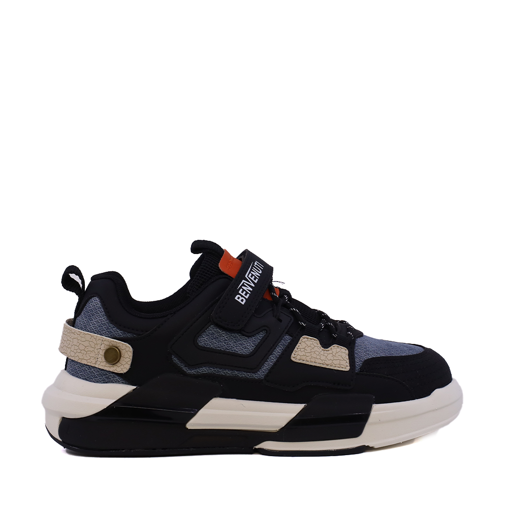 Reducere 30% - Sneakers baieți Benvenuti negri din piele și material textil 3791MP023N 1 Sneakers baieți Benvenuti negri din piele și material textil 3791MP023N