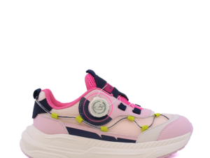 Sneakers fetițe Benvenuti roz din piele și  material textil  3791FP028RO