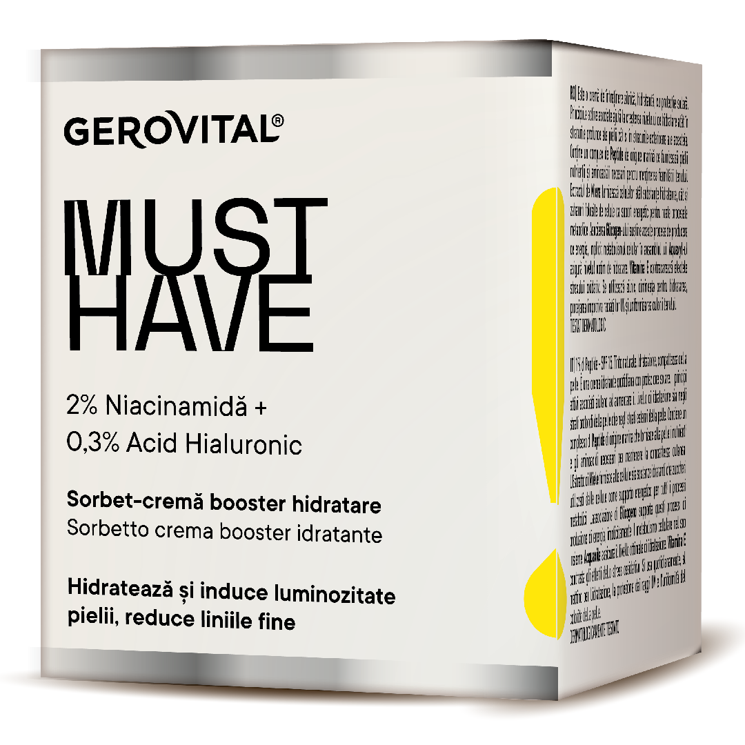 Reducere 25% - Sorbet-crema booster hidratare 2% Niacinamida Must Have, 50 ml, Gerovital 1 Sorbet-crema booster hidratare 2% Niacinamida Must Have