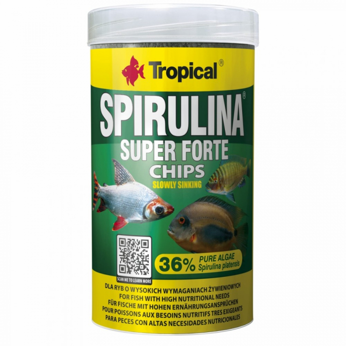 Reducere 28% - SUPER SPIRULINA FORTE CHIPS Tropical Fish, 1000ml 520g 1 SUPER SPIRULINA FORTE CHIPS Tropical Fish