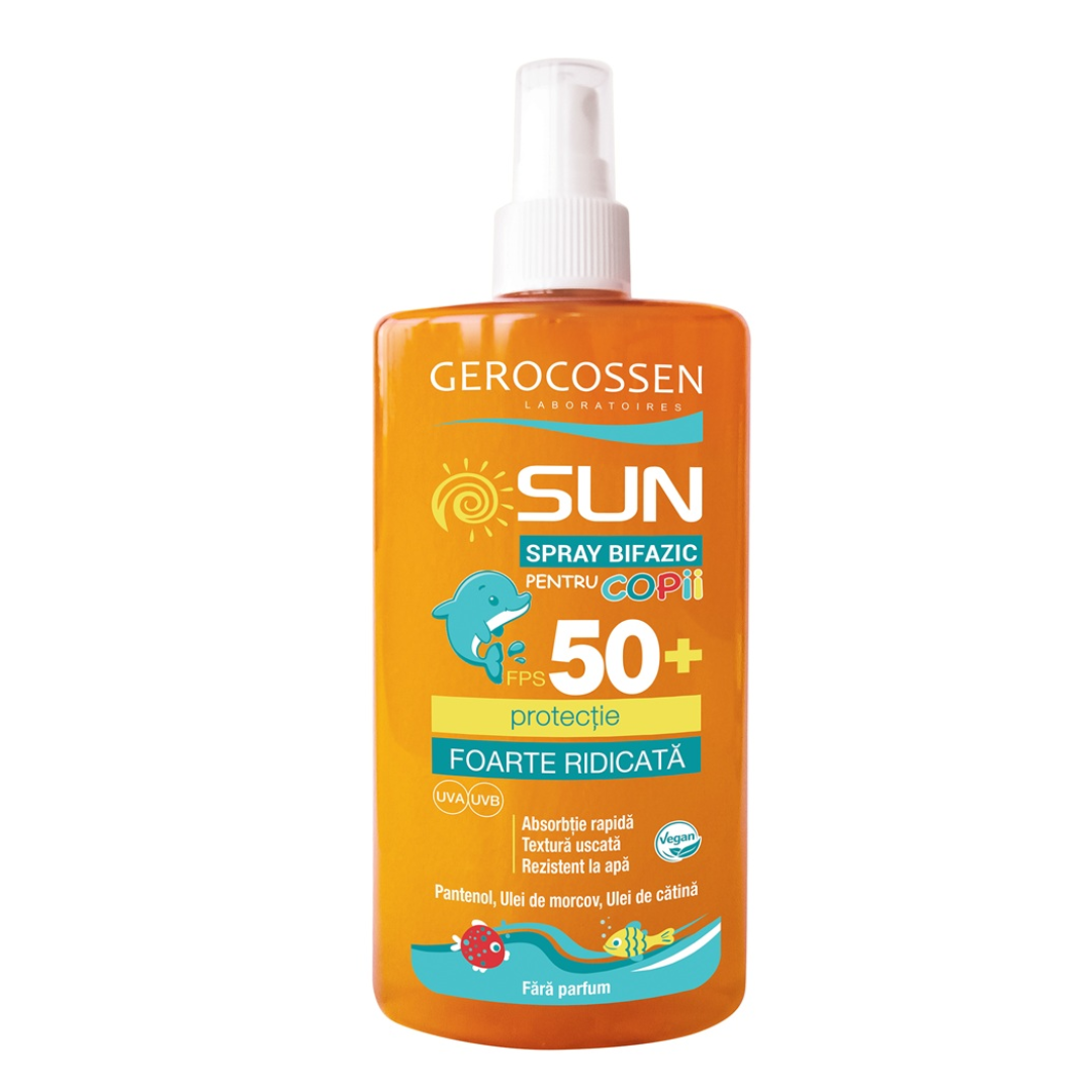 Reducere 20% - Spray invizibil bifazic pentru copii cu FPS 50+ Sun, 300 ml, Gerocossen 1 Spray invizibil bifazic pentru copii cu FPS 50+ Sun