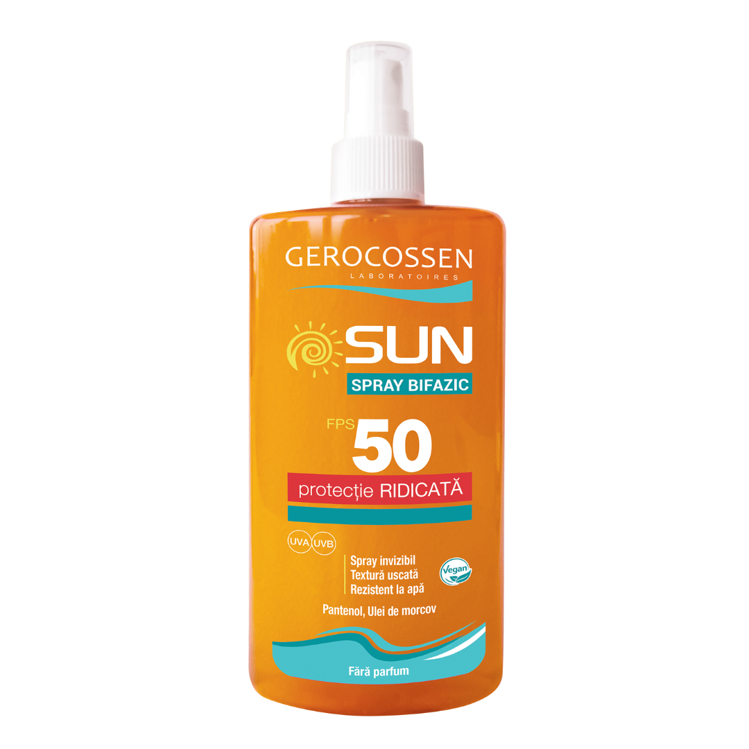 Reducere 20% - Spray invizibil bifazic cu protectie solara FPS50+ Sun, 300 ml, Gerocossen 1 Spray invizibil bifazic cu protectie solara FPS50+ Sun