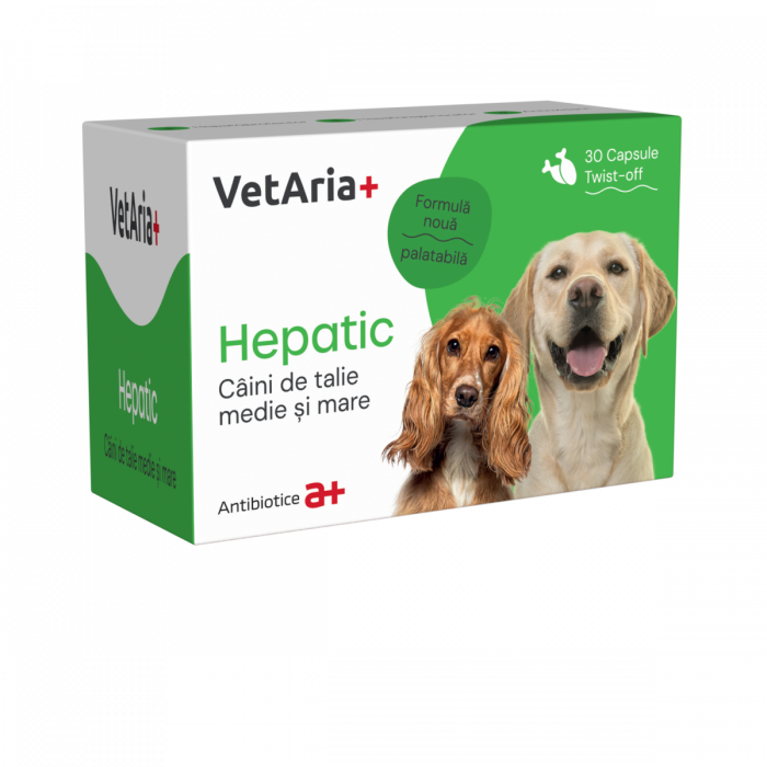 Reducere 52% - Supliment, VetAria+ Hepatic Caini Talie Medie si Mare, 30 capsule Twist-Off 1 Supliment