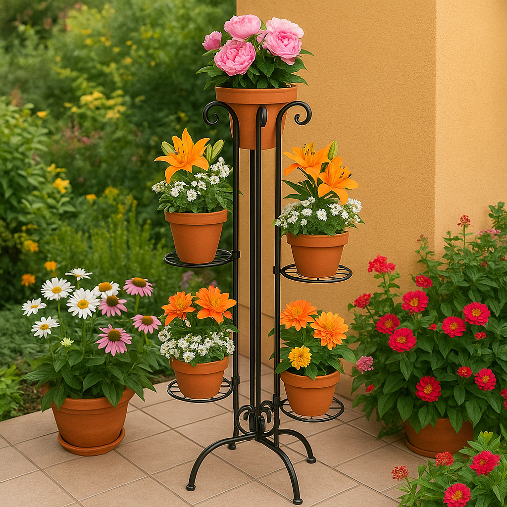 Reducere 34% - Suport pentru flori din fier forjat, negru, 123x50 cm - Lora 1 Suport pentru flori din fier forjat