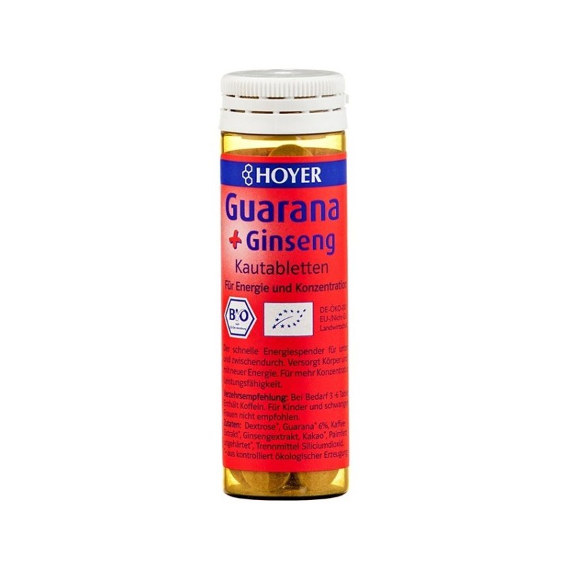 Reducere 14% - Tablete Masticabile Guarana si Ginseng BIO, 30 g, Hoye 1 Tablete Masticabile Guarana si Ginseng BIO