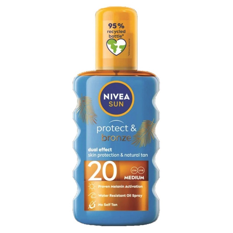 Reducere 14% - Ulei Spray Autobronzant cu Protectie Solara Nivea Sun Protect & Bronze, SPF 20, 200 ml 1 Ulei Spray Autobronzant cu Protectie Solara Nivea Sun Protect & Bronze
