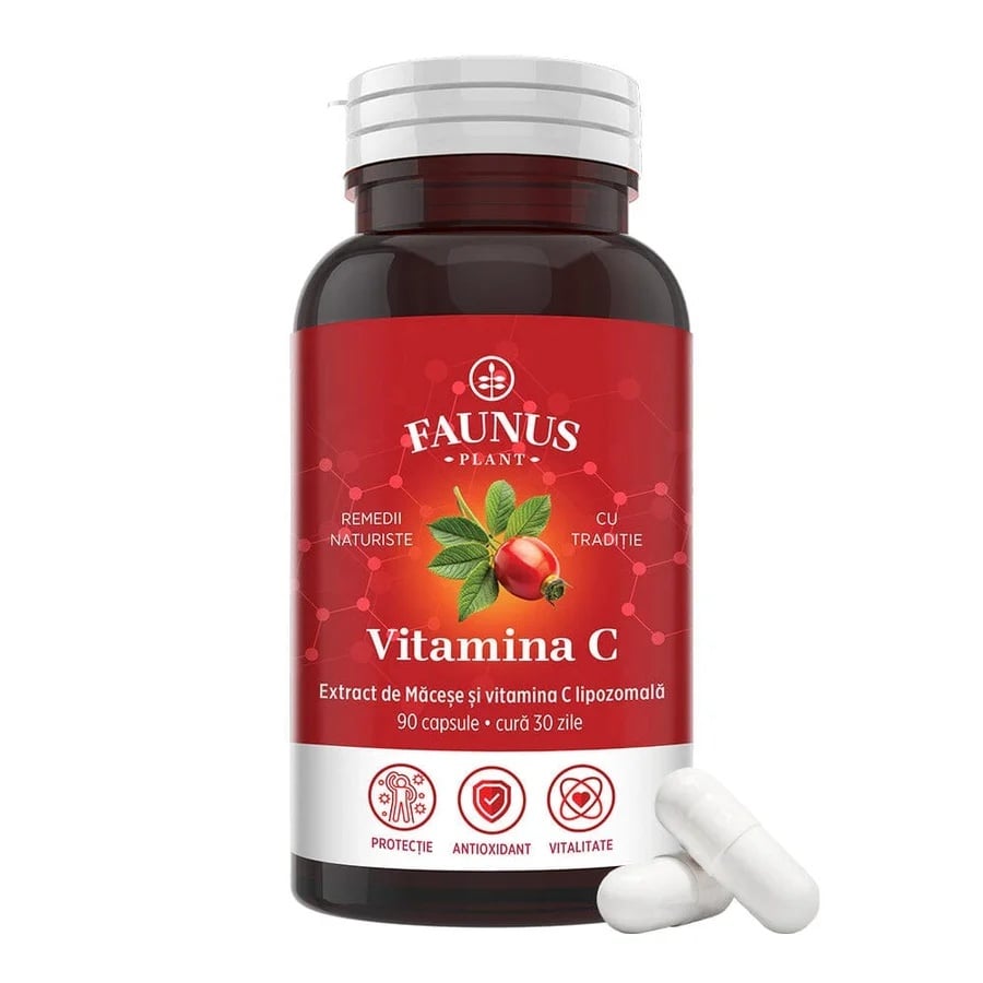 Reducere 39% - Vitamina C lipozomală cu măceșe - Concentrație mare de vitamina C pentru imunitate, absorbție fier și producerea de colagen - 90 Capsule 1 Vitamina C lipozomală cu măceșe - Concentrație mare de vitamina C pentru imunitate