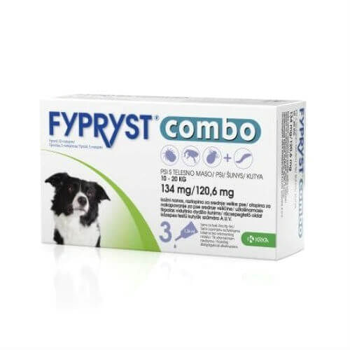 Reducere 55% - Fypryst Combo Dog M (10-20kg) x 3 pip 1 Fypryst Combo Dog M (10-20kg) x 3 pip