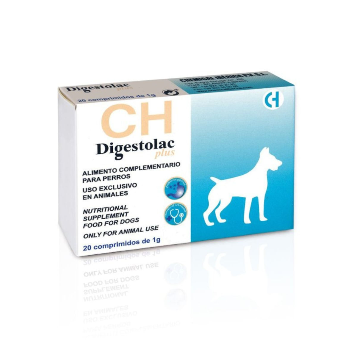 Reducere 38% - CHEMICAL IBERICA Digestolac Plus, supliment sistem digestiv câini, comprimate CHEMICAL IBERICA Digestolac Plus, XS-XL, supliment sistem digestiv câini, cutie, 20 comprimate 1 CHEMICAL IBERICA Digestolac Plus