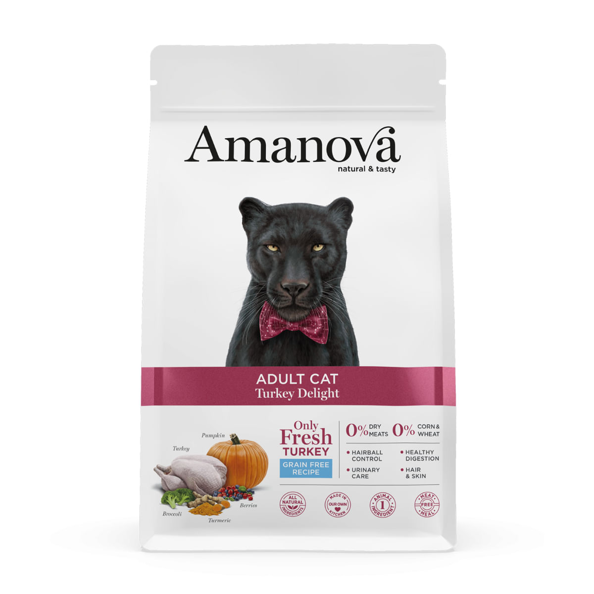 Reducere 20% - AMANOVA Adult, Curcan, hrană uscată monoproteică fără cereale pisici, 1.5kg 1 AMANOVA Adult