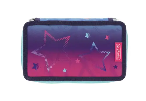 Reducere 19% - Penar echipat Herlitz, 23 piese, 2 compartimente, motiv Pink Stars 1 Penar echipat Herlitz