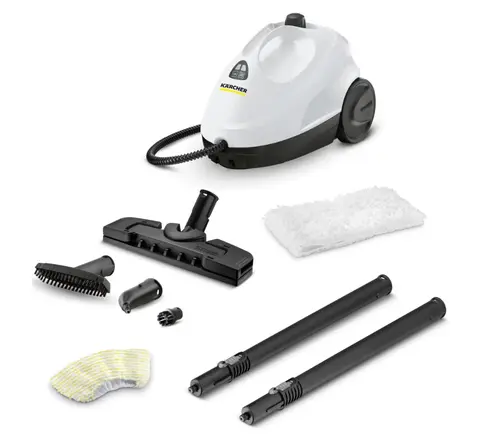 Reducere 9% - Aparat de curatat cu aburi Karcher KST 2, 1.512-601.0, 1500 W, 75mp, 3.2 bar, timp incalzire 6.5 min (Alb/Negru) 1 Aparat de curatat cu aburi Karcher KST 2