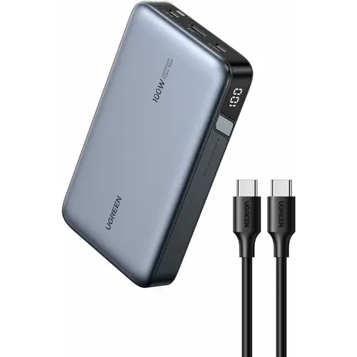 Reducere 8% - Acumulator extern Ugreen Nexode 20.000 mAh, 100W, 2x USB-C, 1x USB-A, Digital display, cablu USB-C inclus (Gri) 1 Acumulator extern Ugreen Nexode 20.000 mAh