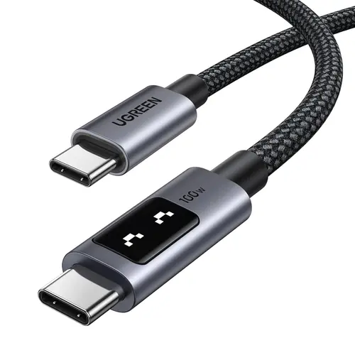 Reducere 35% - Cablu Ugreen Uno USB-C la USB-C 100W, Super Fast Power Delivery, Led Display, 1m, Negru 1 Cablu Ugreen Uno USB-C la USB-C 100W