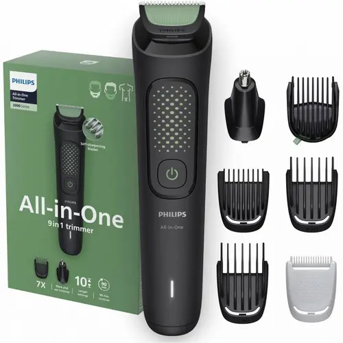 Reducere 11% - Aparat de tuns barba & parul de pe cap si corp 9in1 PHILIPS All-in-One MG3945/15, Autonomie 90 min, 11 setari de lungime: 0,5-16 mm, trimmer atasabil pentru nas si urechi, piepteni pt fata, cap, corp,lame cu autoascutire, nu necesita lubrifiere, husa (Ne 1 Aparat de tuns barba & parul de pe cap si corp 9in1 PHILIPS All-in-One MG3945/15
