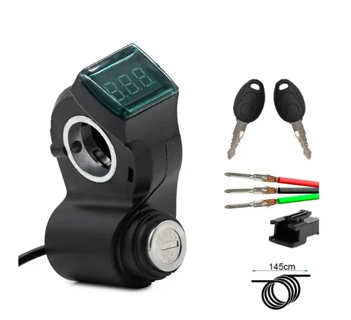 Reducere 16% – Comutator cu voltmetru, conector SM, pentru trotineta electrica Motus Pro 10 / Techlife X8 (Negru) 1 Comutator cu voltmetru