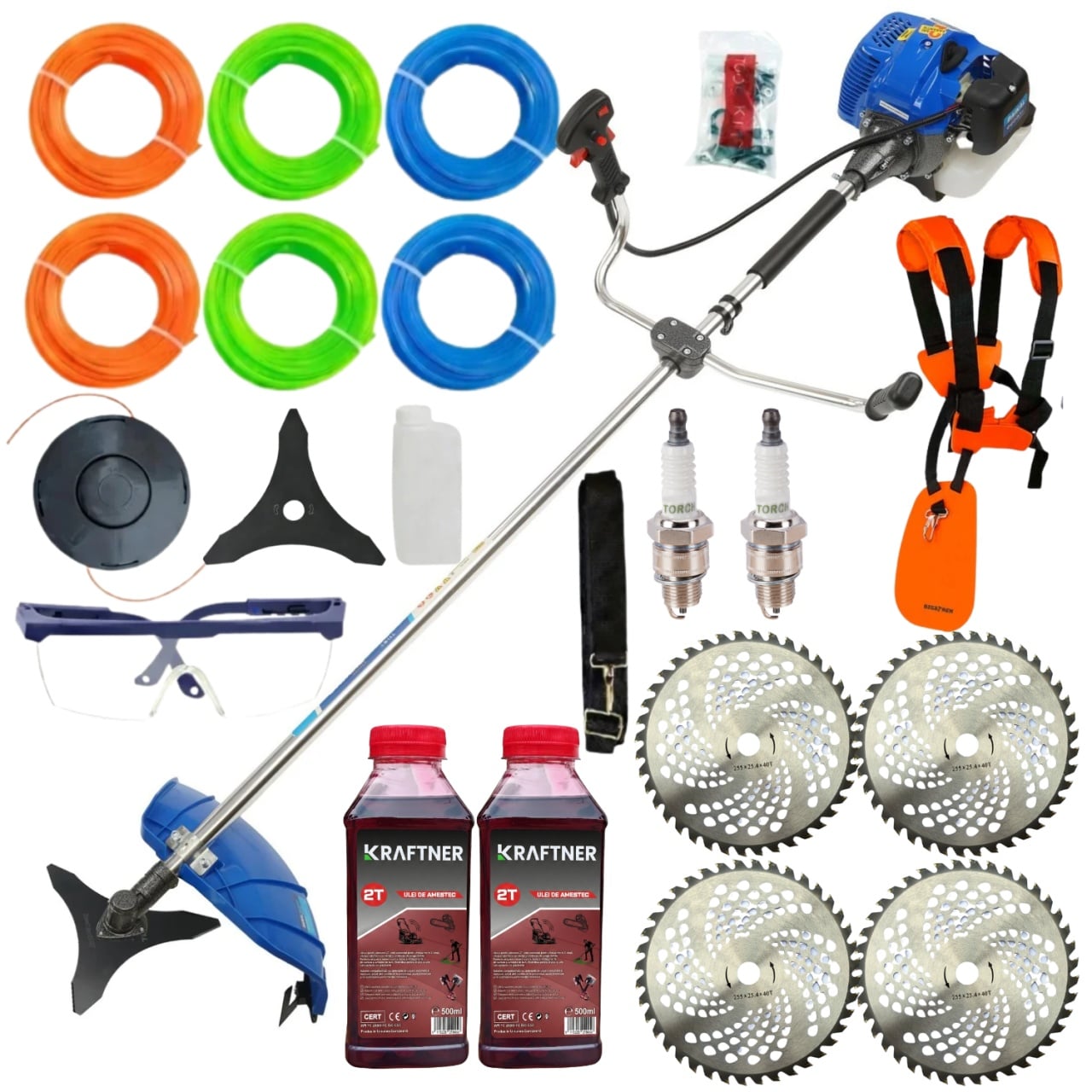 Reducere 30% - *8.5CP* CU 21ACCESORII, Motocoasa pe benzina in 2t timpi, 12.000rpm, 58cc, model 2026, easy-start, Fresco Power by ItalianTech 1 *8.5CP* CU 21ACCESORII