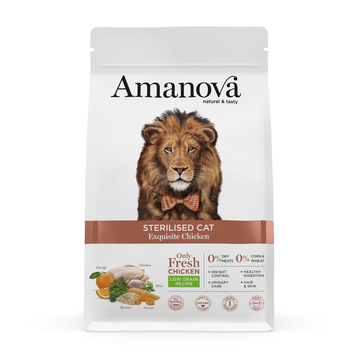Reducere 20% - AMANOVA Sterilised, Pui, hrană uscată monoproteică pisici sterilizate, 1.5kg 2 Pui