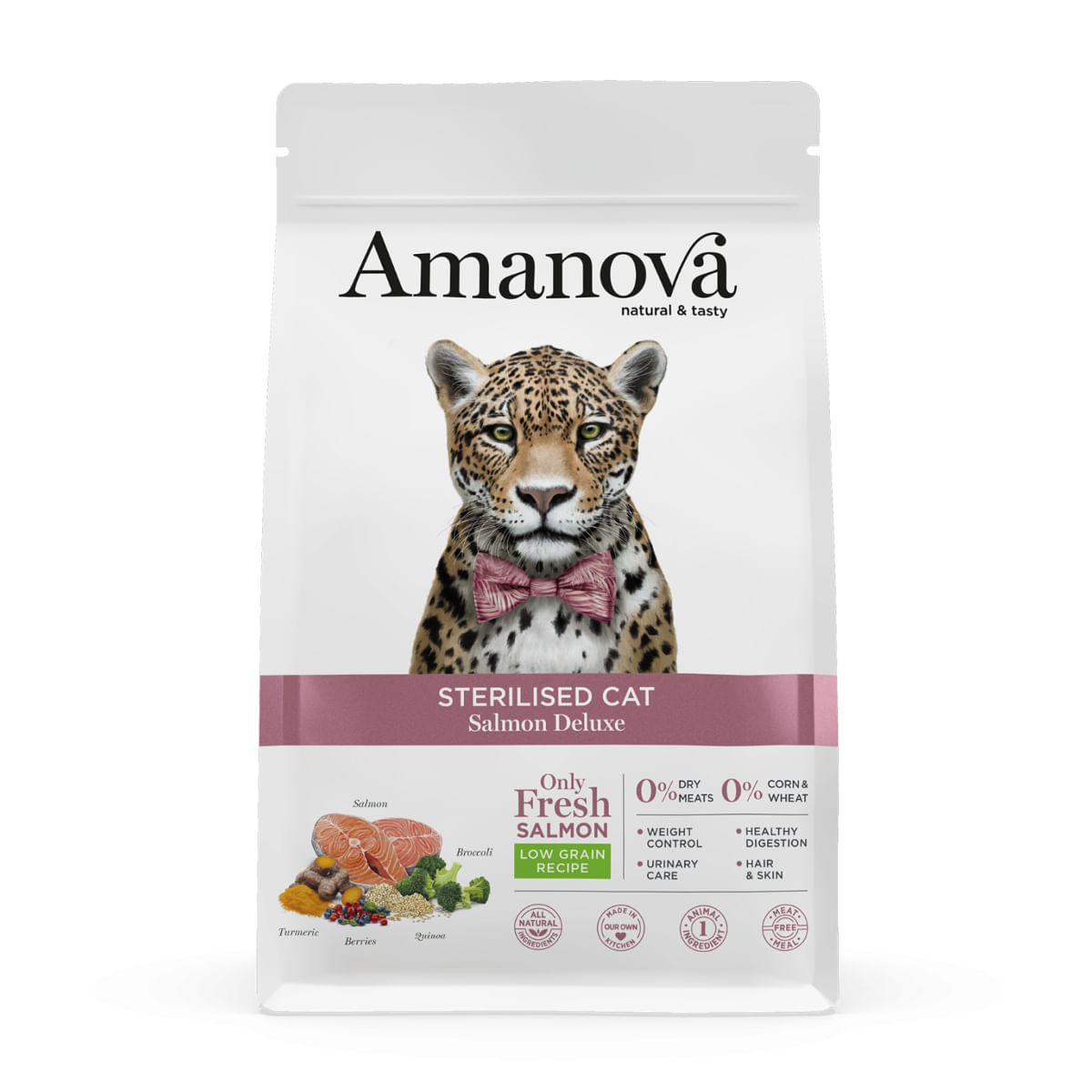 Reducere 20% - AMANOVA Sterilised, Somon, hrană uscată monoproteică pisici sterilizate, 1.5kg 2 Somon