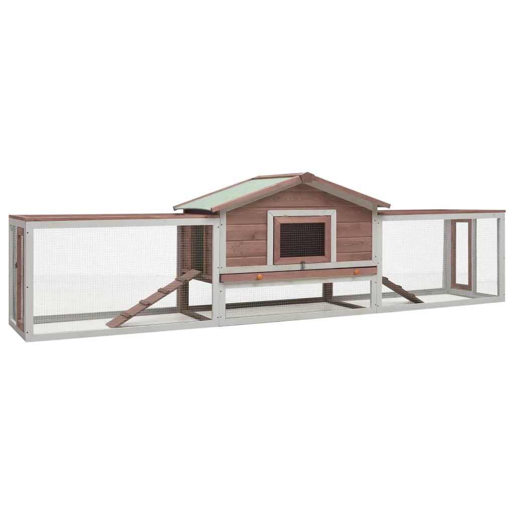 Reducere 71% - Gossi cusca iepuri, cafeniu, 310x70x87 cm, lemn masiv de pin & brad 1 Gossi cusca iepuri