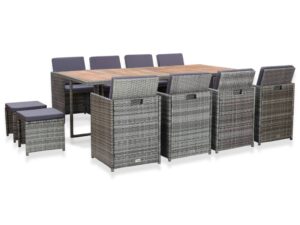 Gossi set mobilier de exterior 13 piese antracit poliratan si acacia