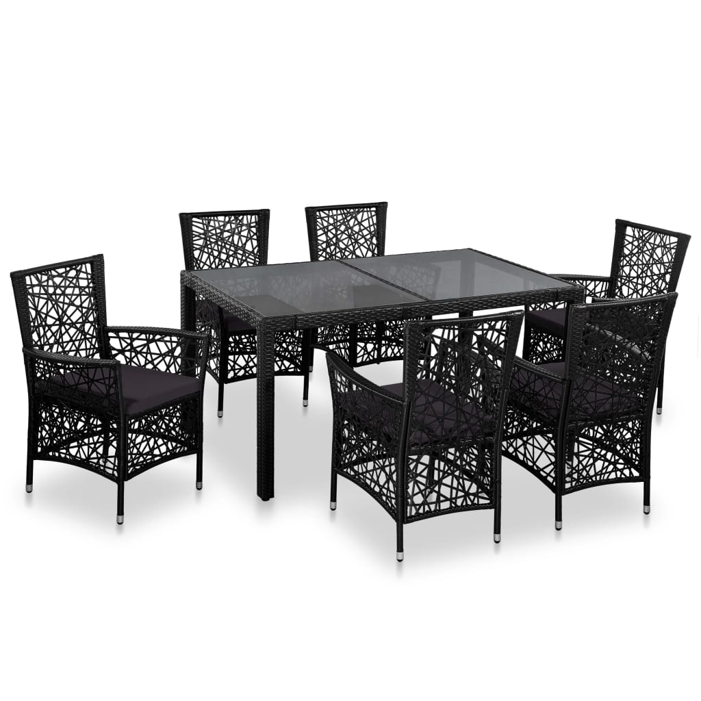Gossi set mobilier de exterior, 7 piese, negru, poliratan