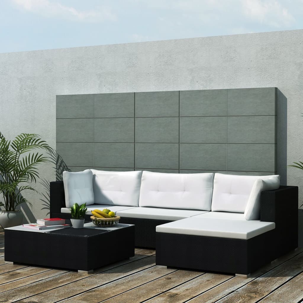 Reducere 80% - Gossi set mobilier de gradina cu perne, 5 piese, negru, poliratan 1 Gossi set mobilier de gradina cu perne
