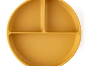 Farfurie compartimentata PetiteMars cu ventuza si 3 compartimente TakeMatch silicon galben