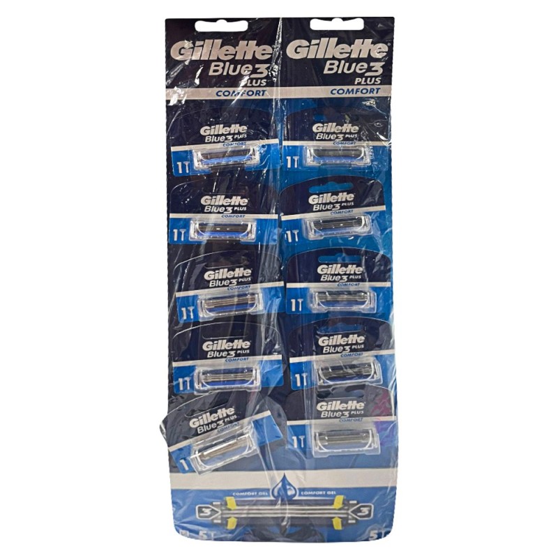 Reducere 14% - Aparat de Ras Gillette Blue 3 Plus Comfort, 3 Lame, Barbati, 10 Bucati 1 Aparat de Ras Gillette Blue 3 Plus Comfort