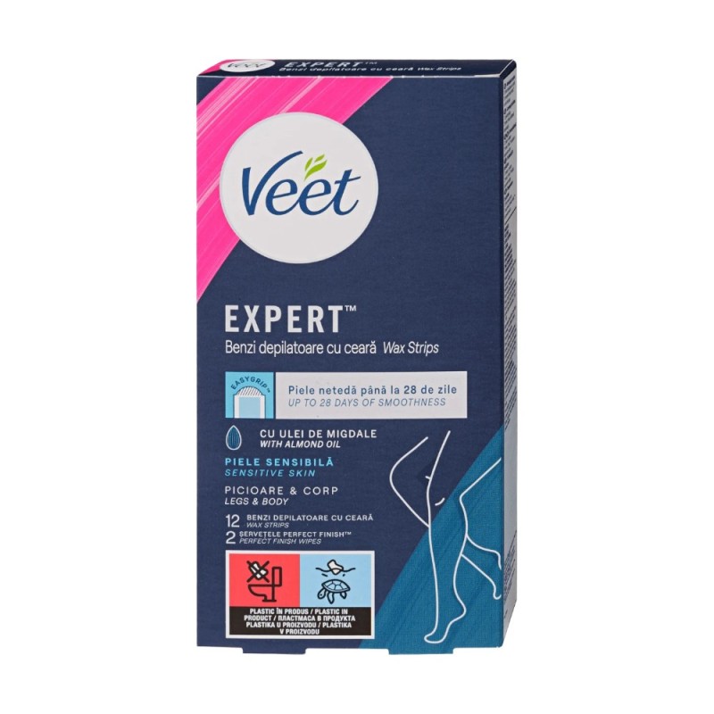 Reducere 14% - Benzi pentru Piele Sensibila Veet x 12 Bucati 1 Benzi pentru Piele Sensibila Veet x 12 Bucati