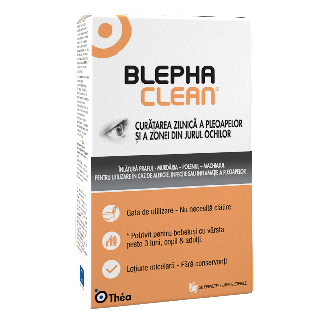 Reducere 20% - Servetele pentru igiena pleoapelor Blephaclean, 20 bucati, Thea 1 Servetele pentru igiena pleoapelor Blephaclean