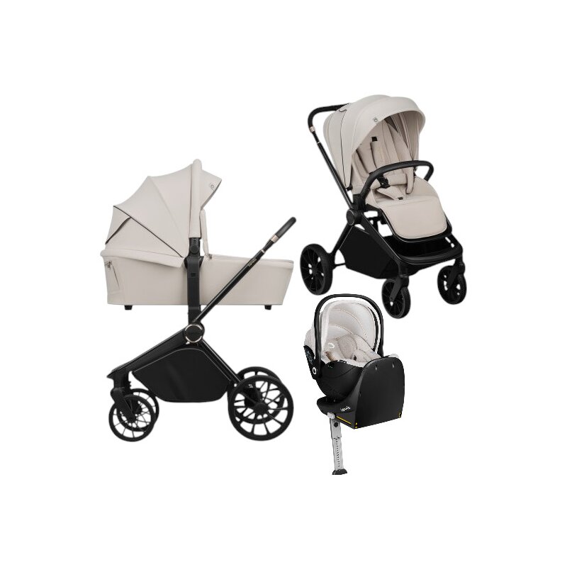 Reducere 34% - Carucior 4 in 1, Lionelo, Mika Plus, Cu scoica auto Moxie Bej cu baza rotativa 360, Reversibil, Cu sistem de ventilatie 3D, Cu accesorii, Pana la 22 kg, EN1888-1 EN1888-2 EN1466 ECE R129, Bej 1 Carucior 4 in 1