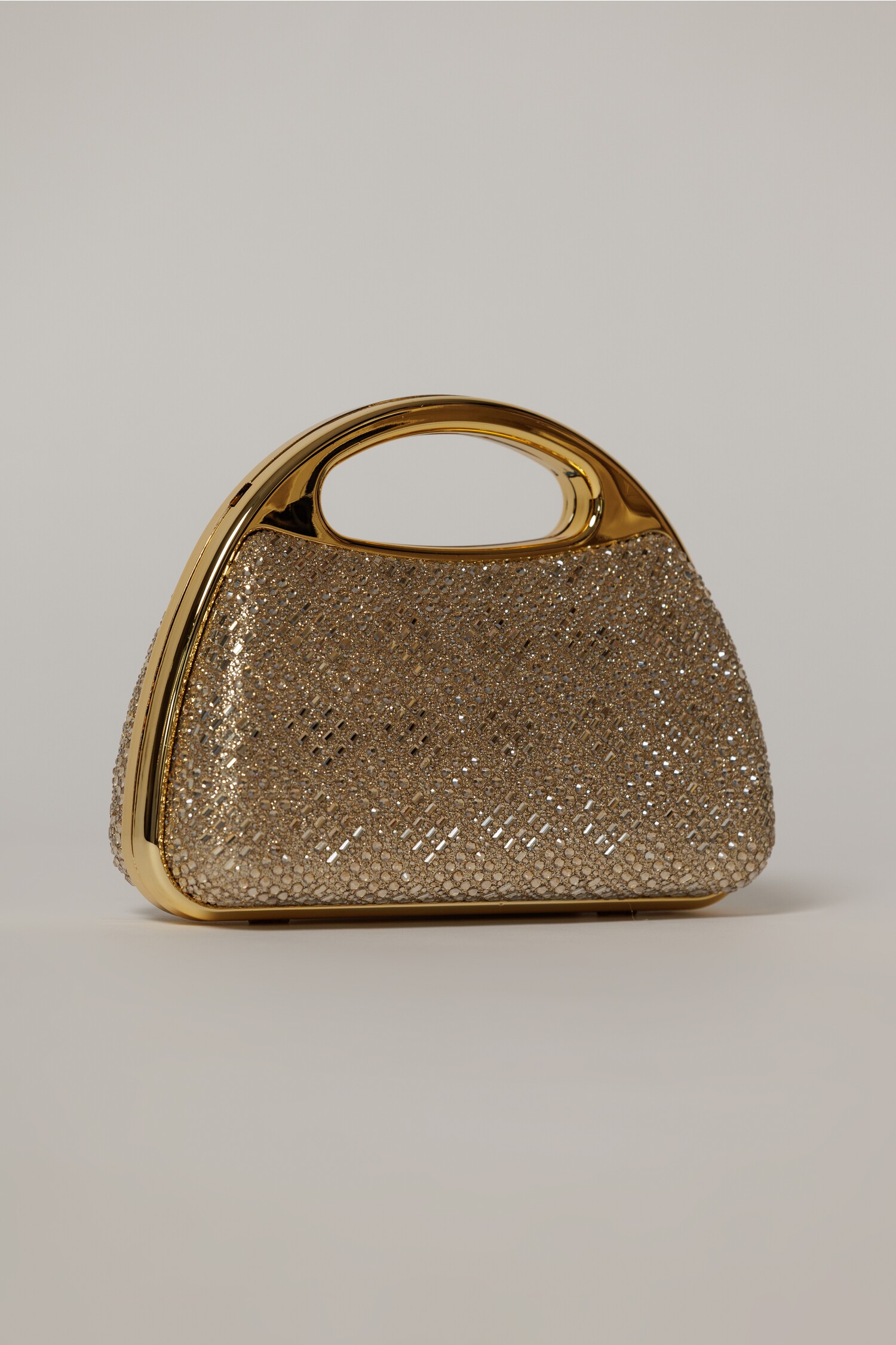 Reducere 20% - Clutch auriu cu pietre stralucitoare si maner metalic 1 Clutch auriu cu pietre stralucitoare si maner metalic