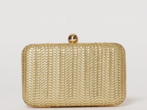 Clutch cu aspect metalic auriu cu design impletit