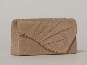 Clutch elegant rose cu pliuri si glitter