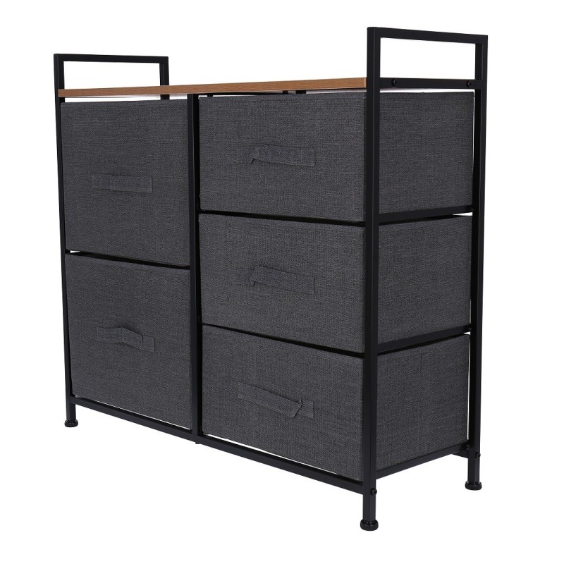 Reducere 14% - Comoda cu 5 Sertare, Gri, 83 x 29 x 77 cm, Blueberg TB72 1 Comoda cu 5 Sertare