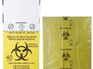 Cutie cu Sac Biohazard pentru Colectarea Deseurilor Medicale Infectioase
