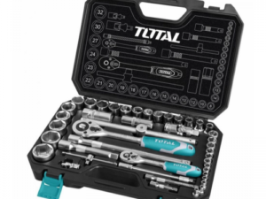 Trusa scule / chei tubulare TOTAL 1/2+1/4 cu antrenor 44 piese (INDUSTRIAL)