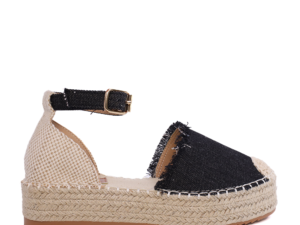 Espadrile femei Solo Donna negre din textil 2547DE39040JN