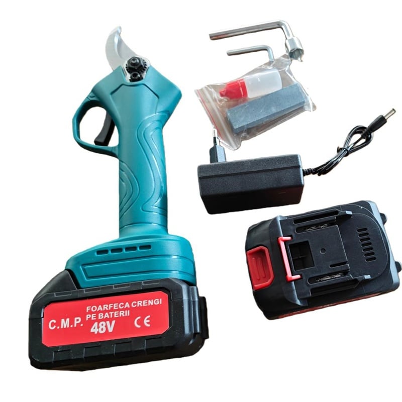 Reducere 43% - Foarfeca gradina electrica cu 2 acumulatori 48V, pentru gradina, diametru taiere 27mm, Valiza, Campion PROFESSIONAL CMP1810 1 Foarfeca gradina electrica cu 2 acumulatori 48V