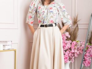 Fusta clos lunga Marissa cu buzunare functionale - Crem
