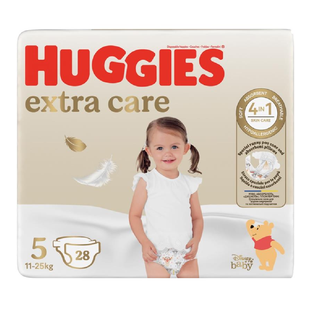 Reducere 20% - Scutece Extra Care Marimea 5, 11-25 kg, 28 bucati, Huggies 1 Scutece Extra Care Marimea 5