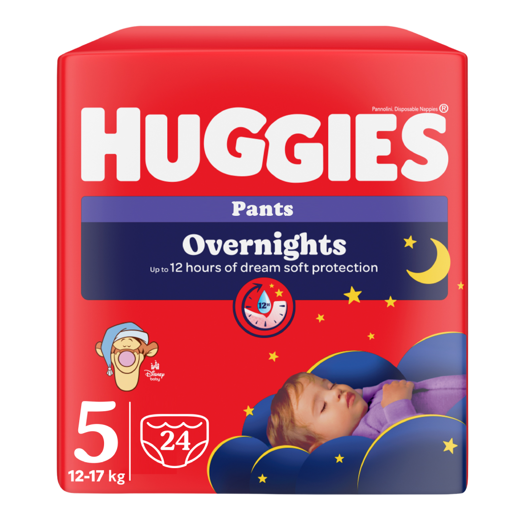 Reducere 25% - Scutece chilotel de noapte Overnights, Nr.5, 12-17 kg, 24 bucati, Huggies 1 Scutece chilotel de noapte Overnights