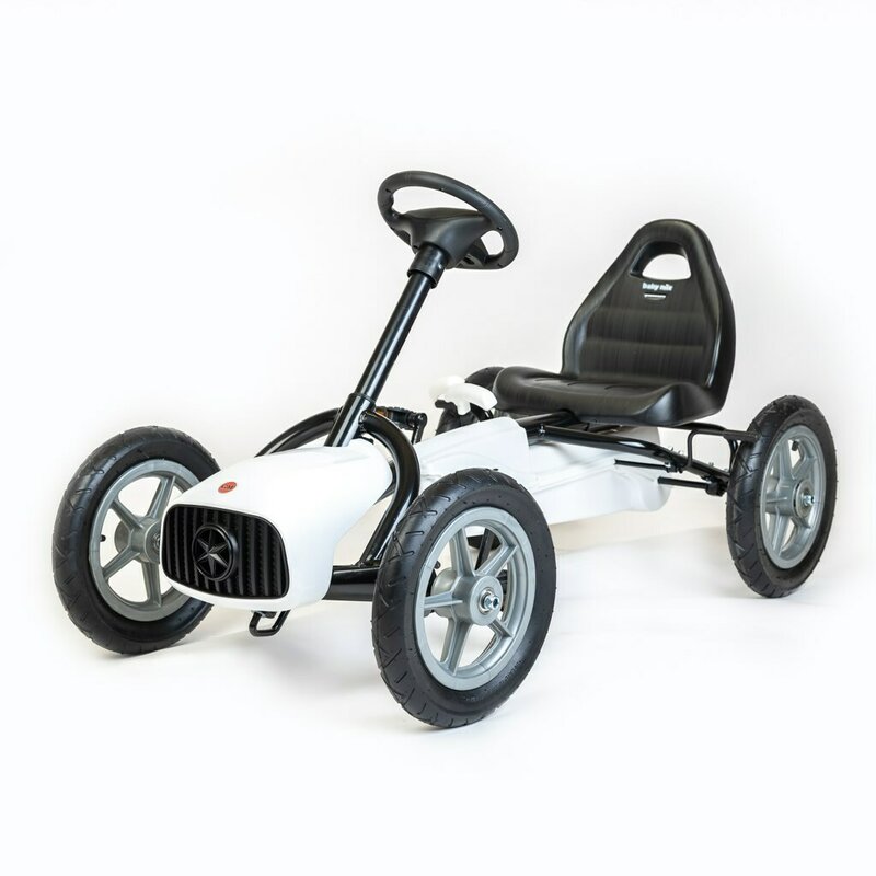 Reducere 46% - Kart cu pedale, Baby Mix, Go-Buggy, Roti gonflabile, Ergonomic, Scaun jos in stil sport, Volan sport, 5-8 ani, White 1 Kart cu pedale