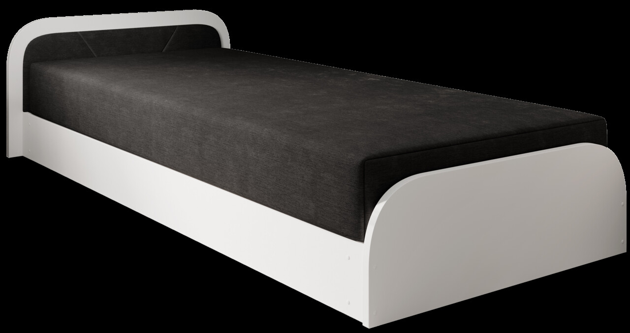 Reducere 13% - Pat pentru camera copilului, deschidere stanga, 80x190 cm, ELTAP, LT-W-04AL, Parys, lemn/poliester, alb/negru 2 deschidere stanga
