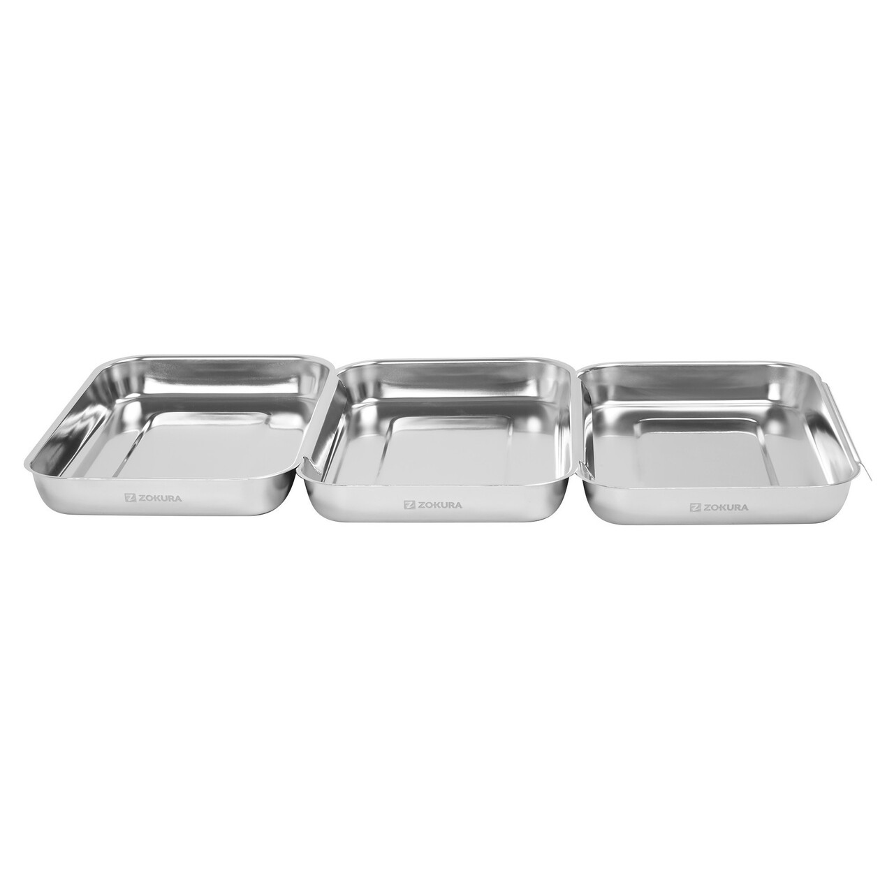 Reducere 40% - Set 3 tavi panare, inox, 15x22x3cm - Zokura 1 Set 3 tavi panare