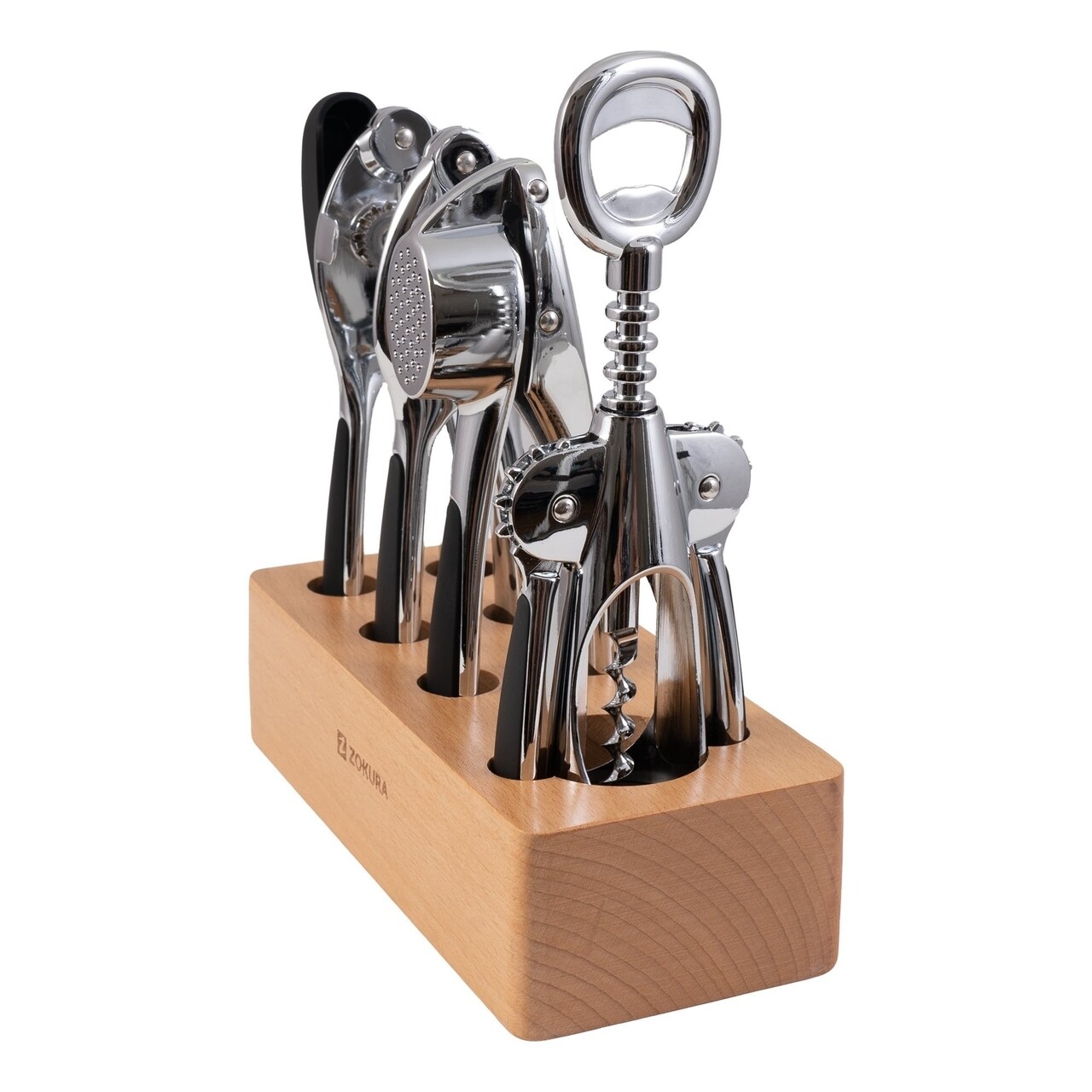 Reducere 40% - Set ustensile bucatarie, 5 piese, Zokura, zinc/lemn 2 5 piese